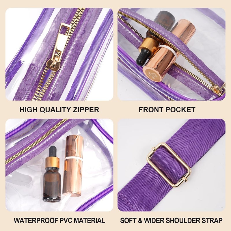 Fibrdoo Clear Bag Stadium Approved, Leather Clear Crossbody Purse Bag for Concerts Sports Events Festivals - Image 5